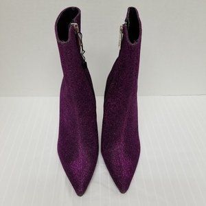 Zara Trafaluc Stiletto Boots-Purple Glitter-Side Zip-Size 5 or 6-NWOT